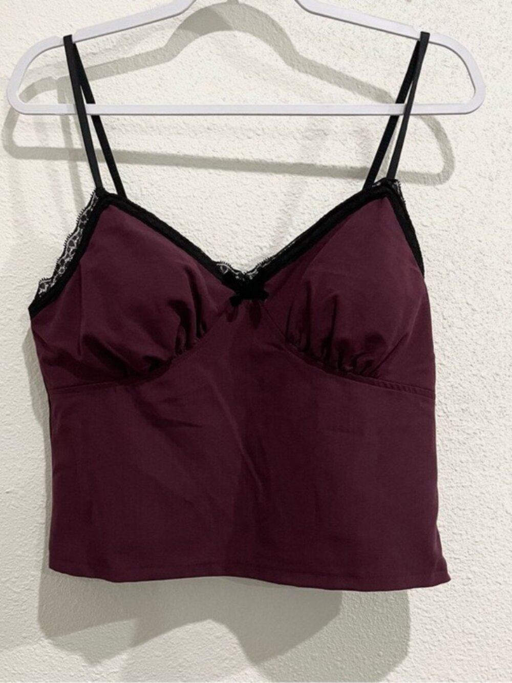 Vintage Dark Lace Cami Top Y2K Bow  Whimsigoth Purple